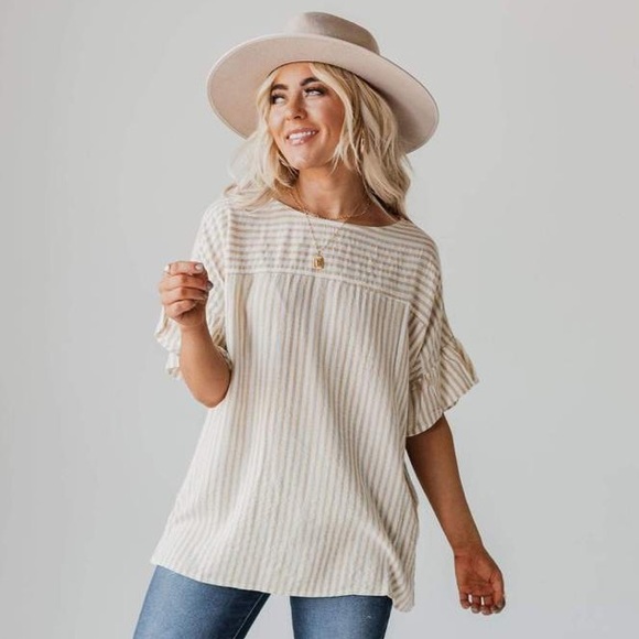 Lucy Avenue Tops - Lucy Avenue | Striped Button Back Top